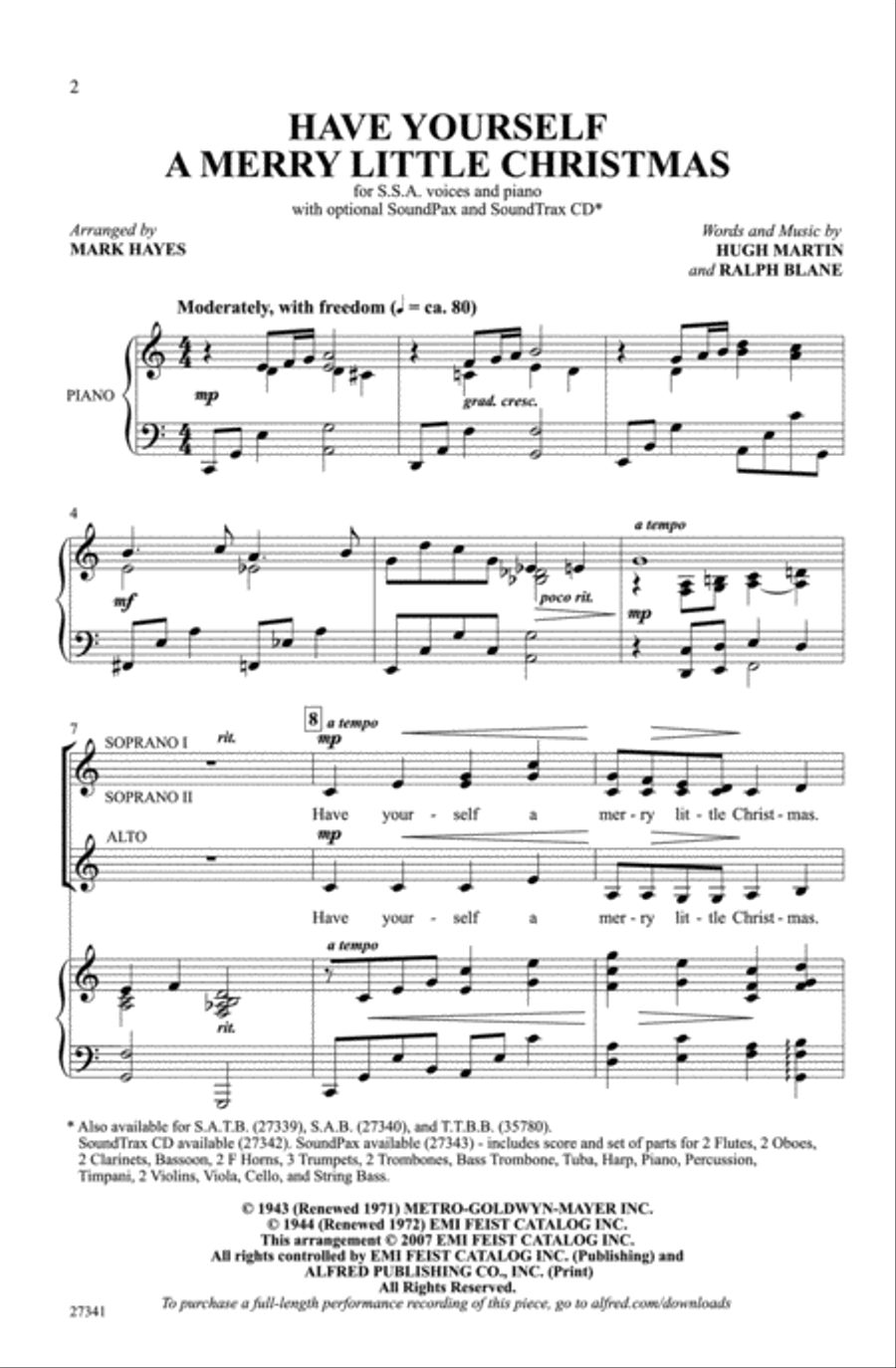 Have Yourself a Merry Little Christmas Women's Choir scores gallery preview page 2