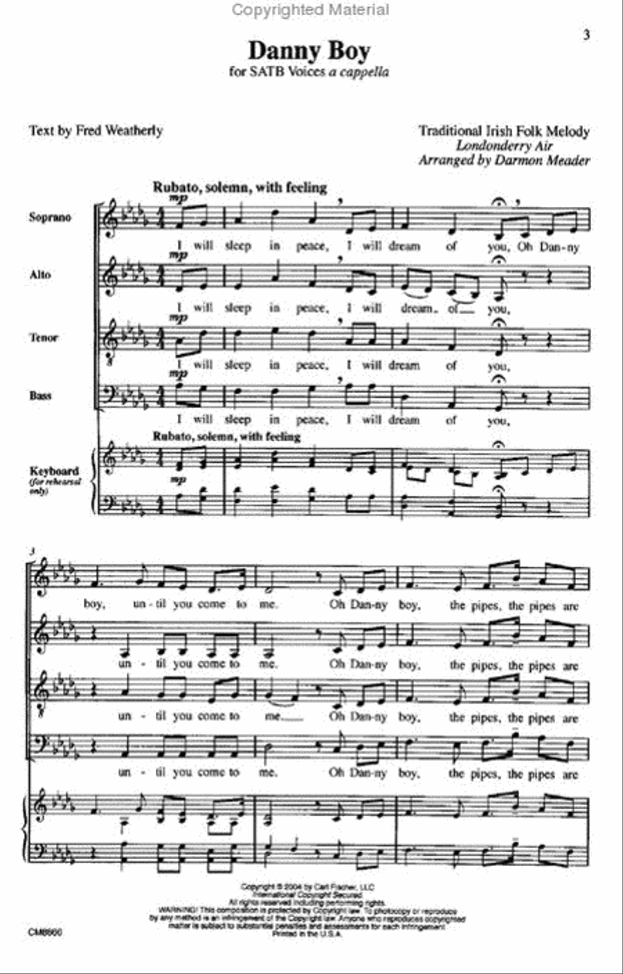 Danny Boy 4-Part scores gallery preview page 2