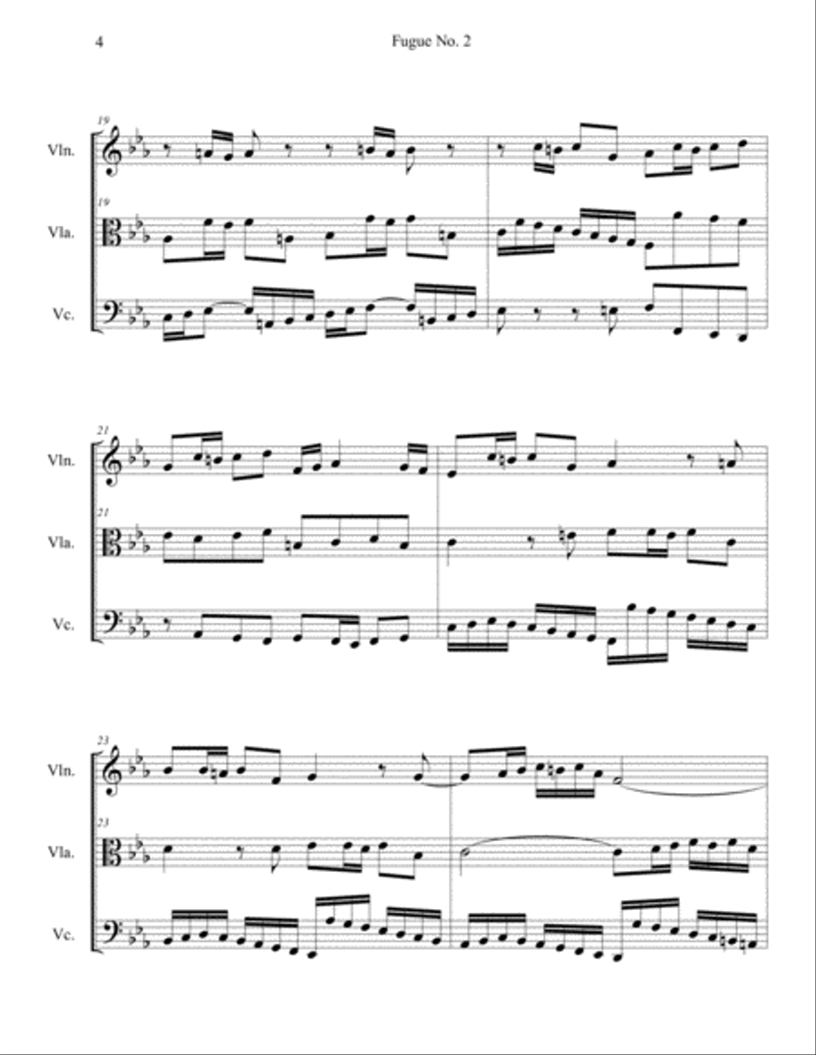 Bach - Fugue No. 2 in C minor, BWV 847 String Trio scores gallery preview page 4