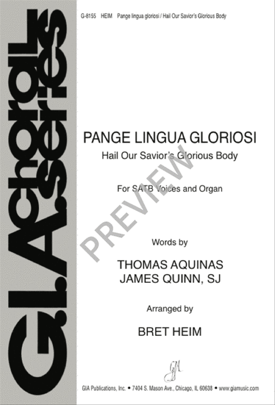 Pange lingua gloriosi / Hail Our Savior's Glorious Body 4-Part scores gallery preview page 1