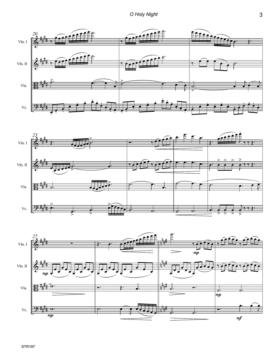 O HOLY NIGHT - unaccompanied STRING QUARTET A Cappella scores gallery preview page 3