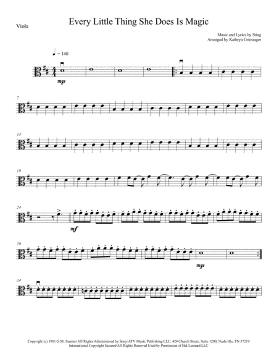 Every Little Thing She Does Is Magic String Quartet scores gallery preview page 5