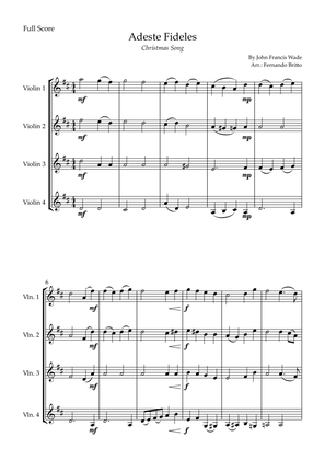 Adeste Fideles (Christmas Song) for Violin Quartet