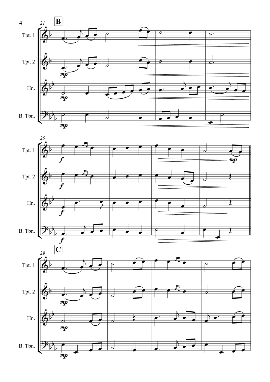 The First Noel - Christmas Carol - for Brass Quartet Brass Quartet scores gallery preview page 4
