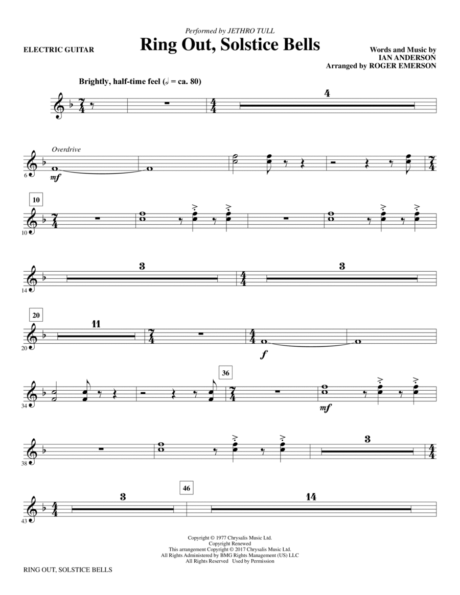 Ring Out, Solstice Bells - Electric Guitar Choir scores gallery preview page 1