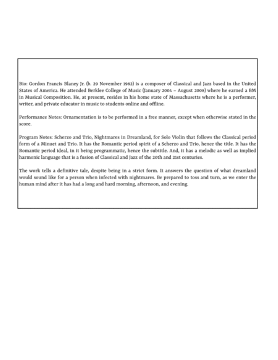 Nightmares in Dreamland for Solo Violin Violin Solo scores gallery preview page 2