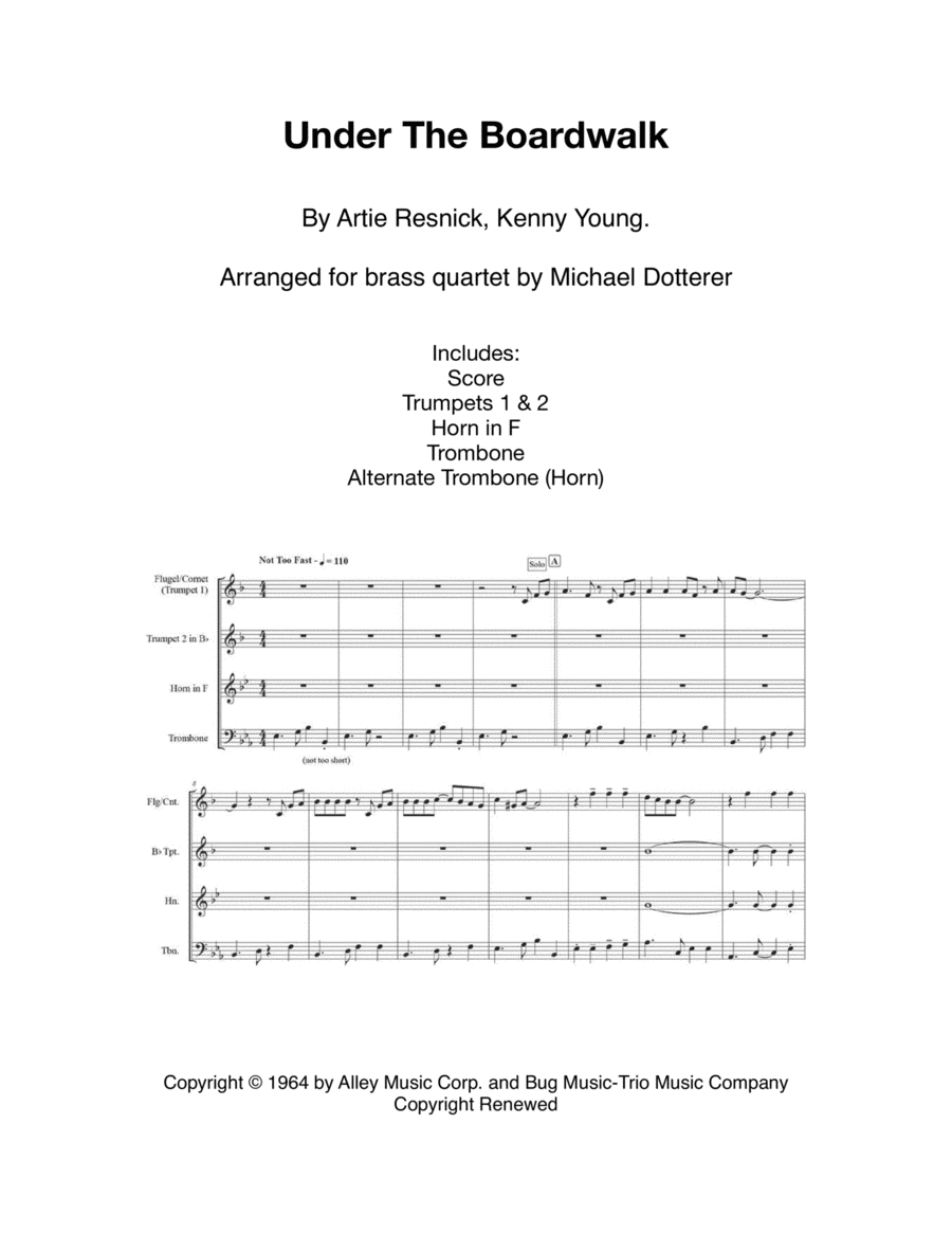 Under The Boardwalk Under The Boardwalk Brass Ensemble scores gallery preview page 1