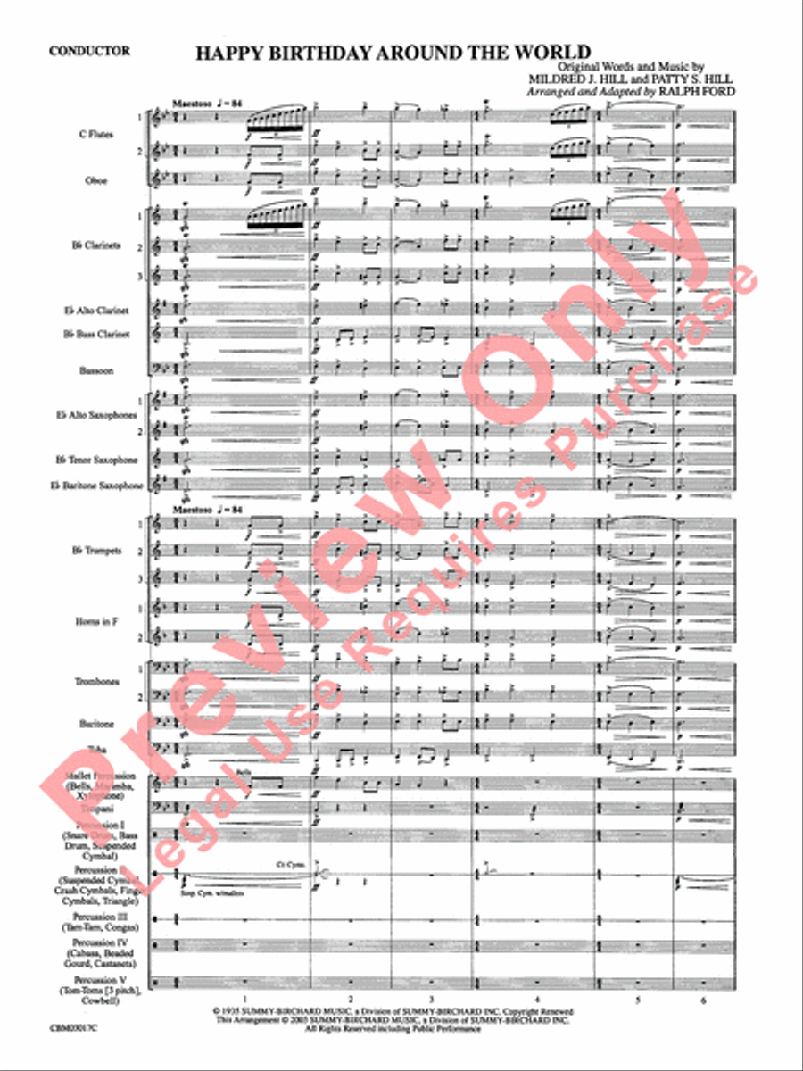Happy Birthday Around the World Concert Band scores gallery preview page 4