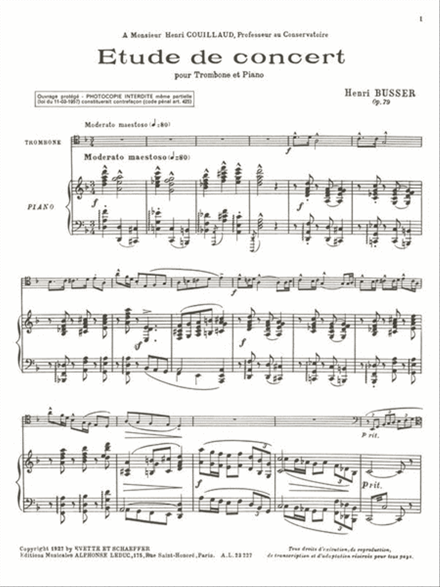 Etudes De Concert Op.79 (trombone & Piano) Piano Accompaniment scores gallery preview page 2