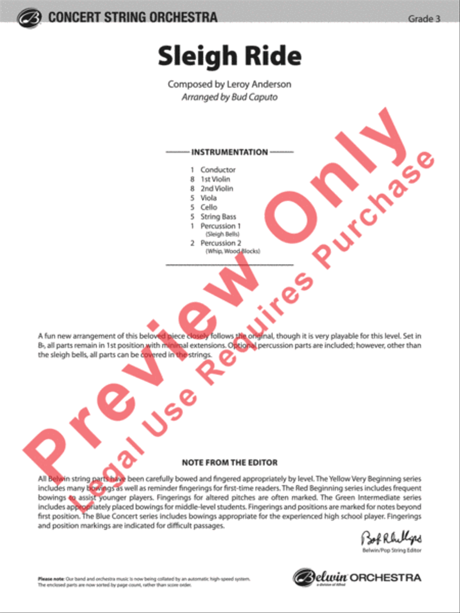 Sleigh Ride String Orchestra scores gallery preview page 2