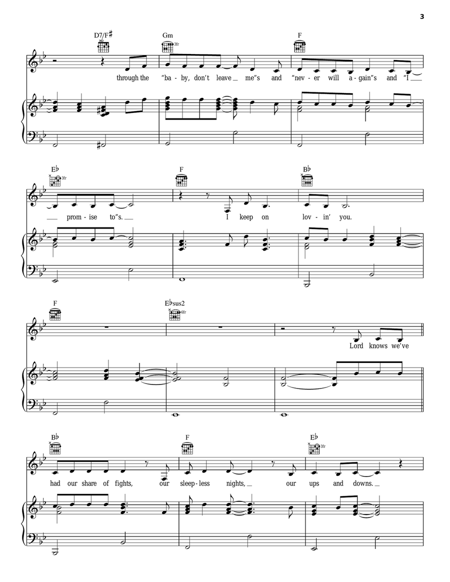 I Keep On Loving You Piano, Vocal, Guitar scores gallery preview page 3