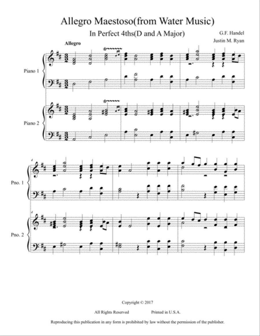 Allegro Maestoso(From Water Music) Piano scores gallery preview page 1