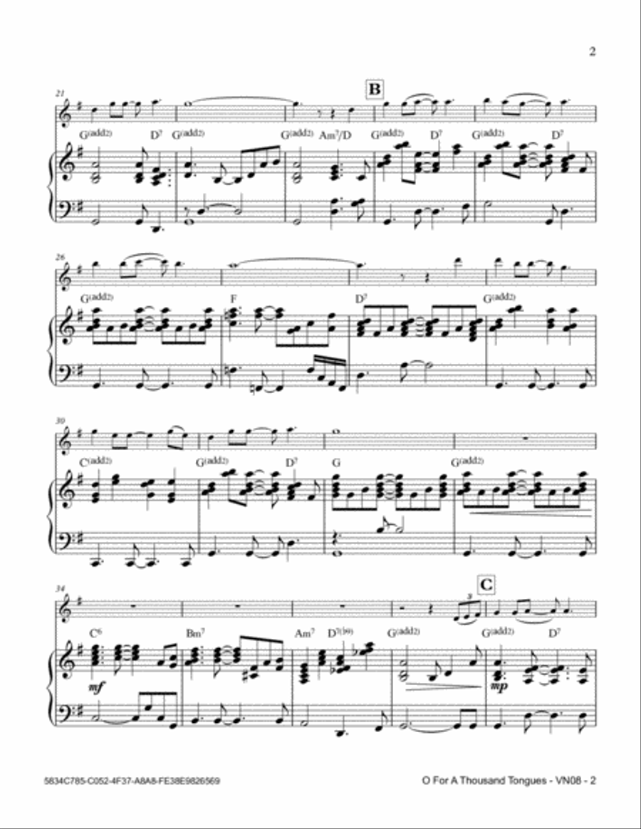 O For A Thousand Tongues O For A Thousand Tongues Violin Solo scores gallery preview page 3