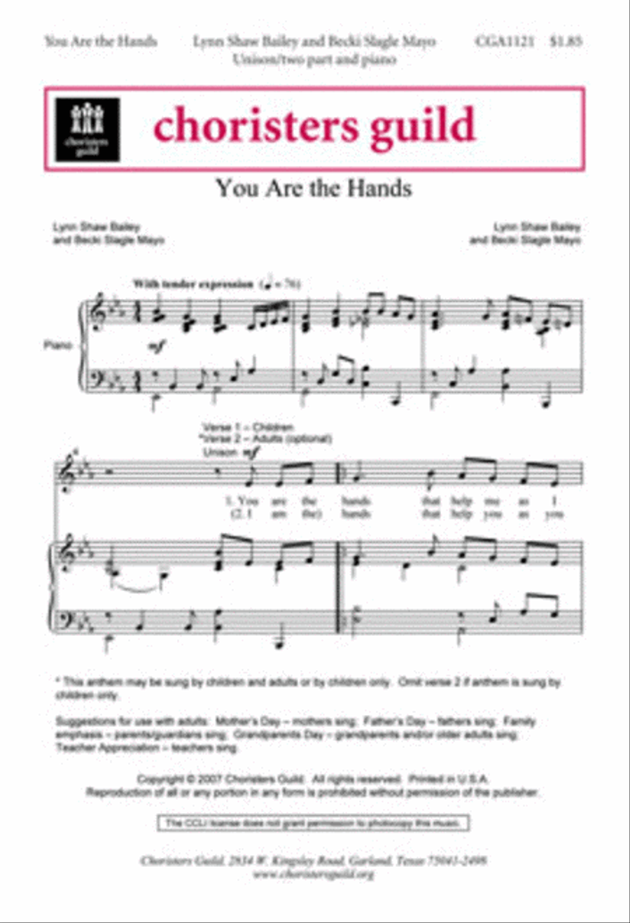 You Are the Hands 2-Part scores gallery preview page 1