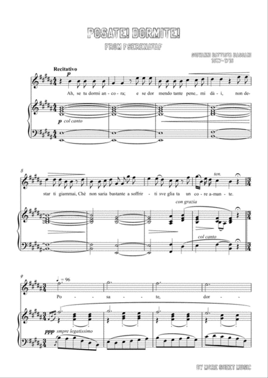 Bassani-Posate! Dormite! in B Major,for voice and piano