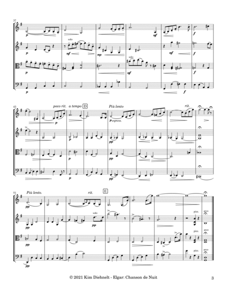 Elgar: Chanson de Nuit (Arr. Diehnelt, for String Quartet)