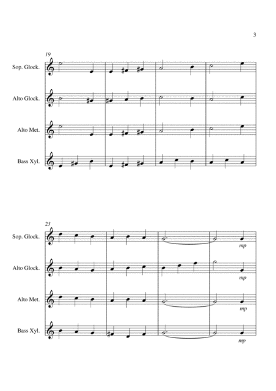 It Came Upon A Midnight Clear - For Orff Ensemble Percussion Ensemble scores gallery preview page 3