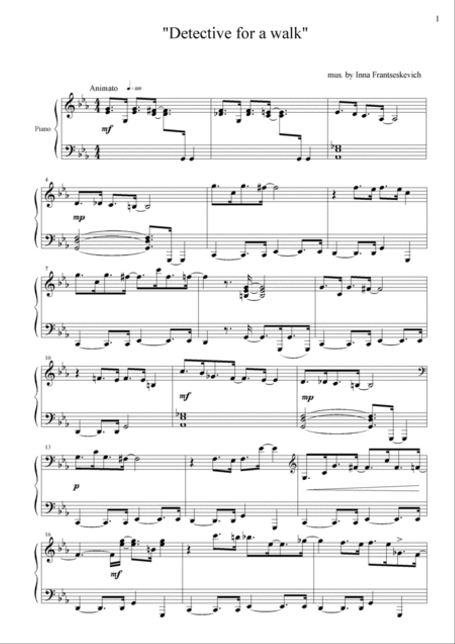 Detective for a walk Piano Solo scores gallery preview page 2
