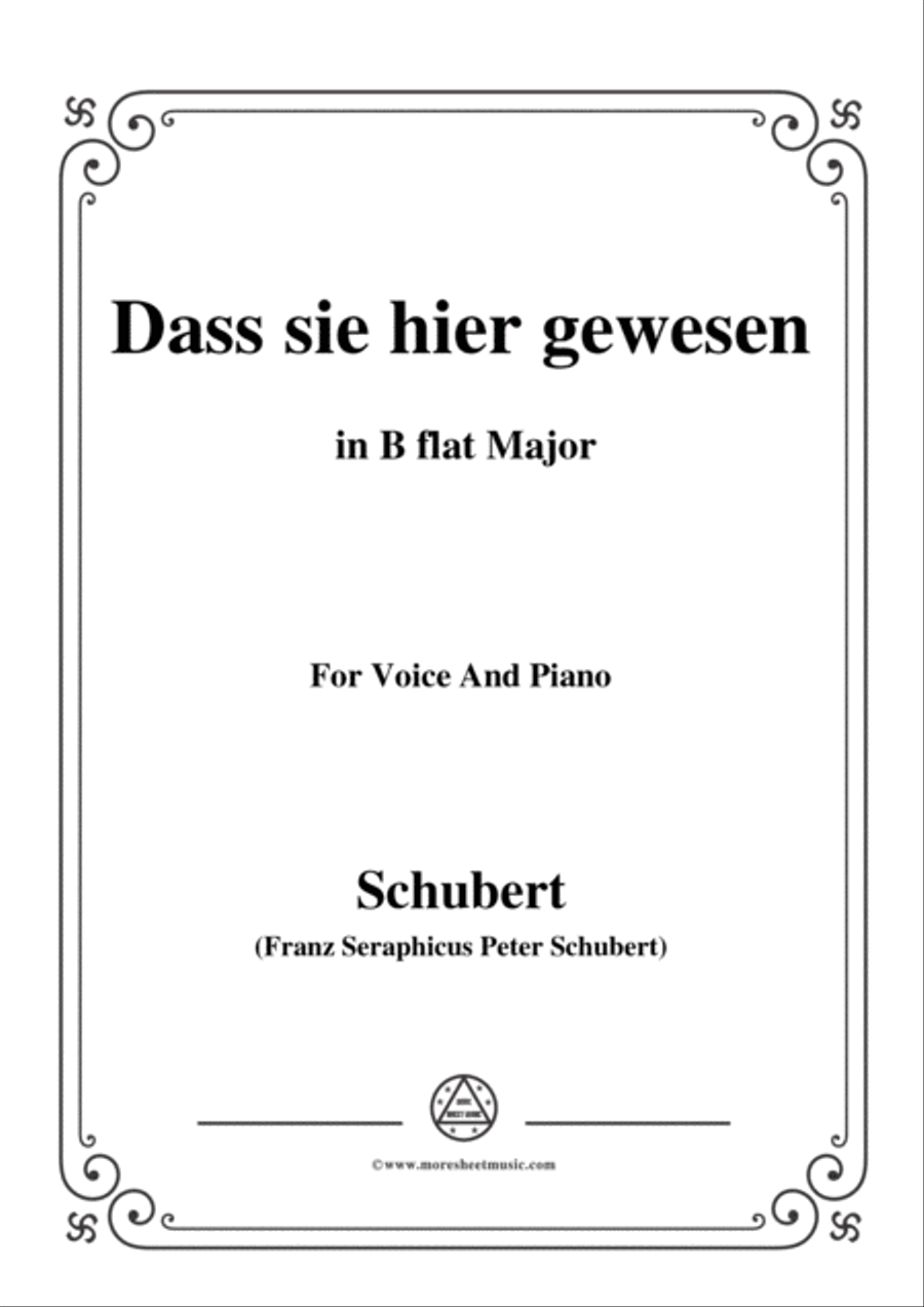 Schubert-Dass sei hier gewesen,in B flat Major,Op.59,No.2,for Voice and Piano Voice Solo scores gallery preview page 1