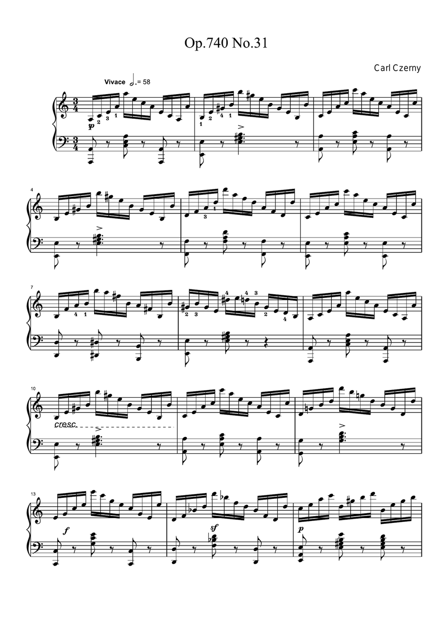 Czerny Op.740 No.31 Piano Solo scores gallery preview page 1