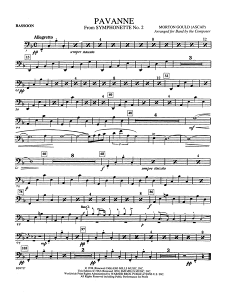 Pavanne (from Symphonette No. 2): Bassoon