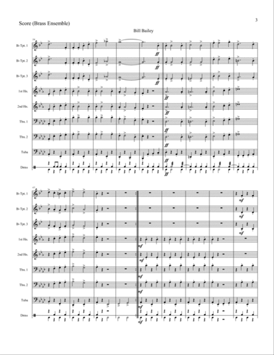 Bill Bailey, Won't You Please Come Home? Brass Ensemble scores gallery preview page 4