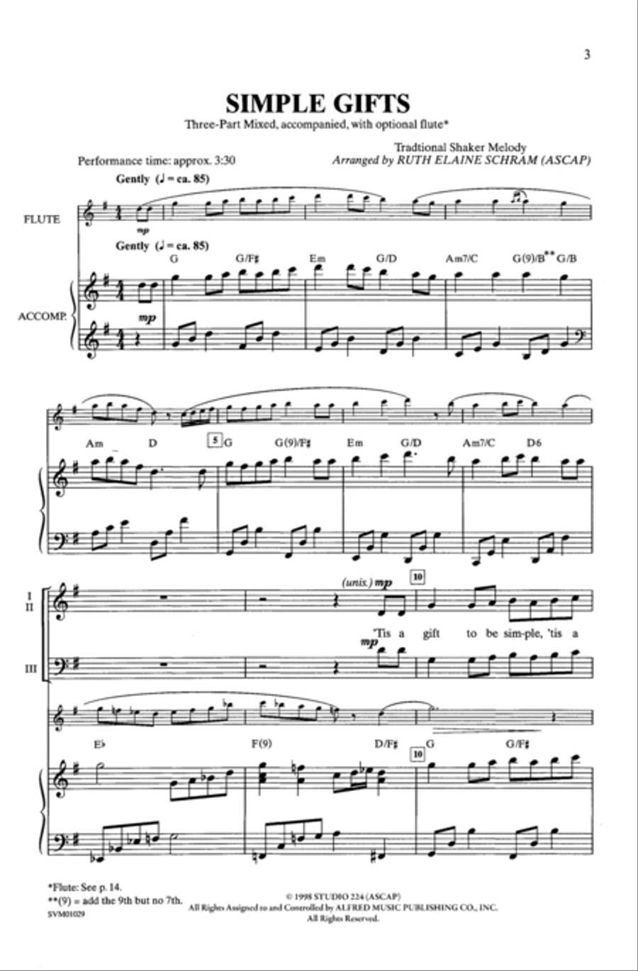 Simple Gifts 3-Part scores gallery preview page 2