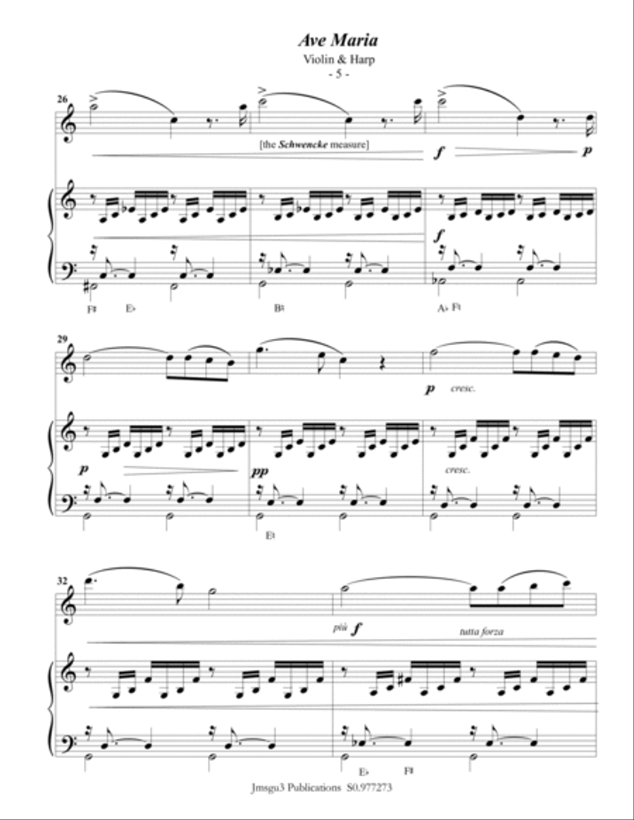 Bach-Gounod: Ave Maria for Violin & Harp String Duet scores gallery preview page 5