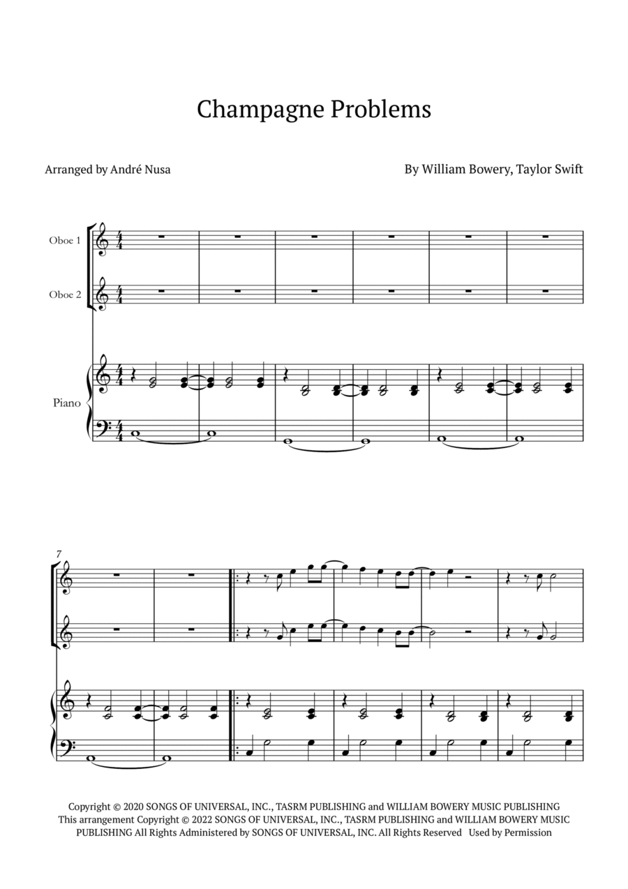 Champagne Problems Oboe Solo scores gallery preview page 1