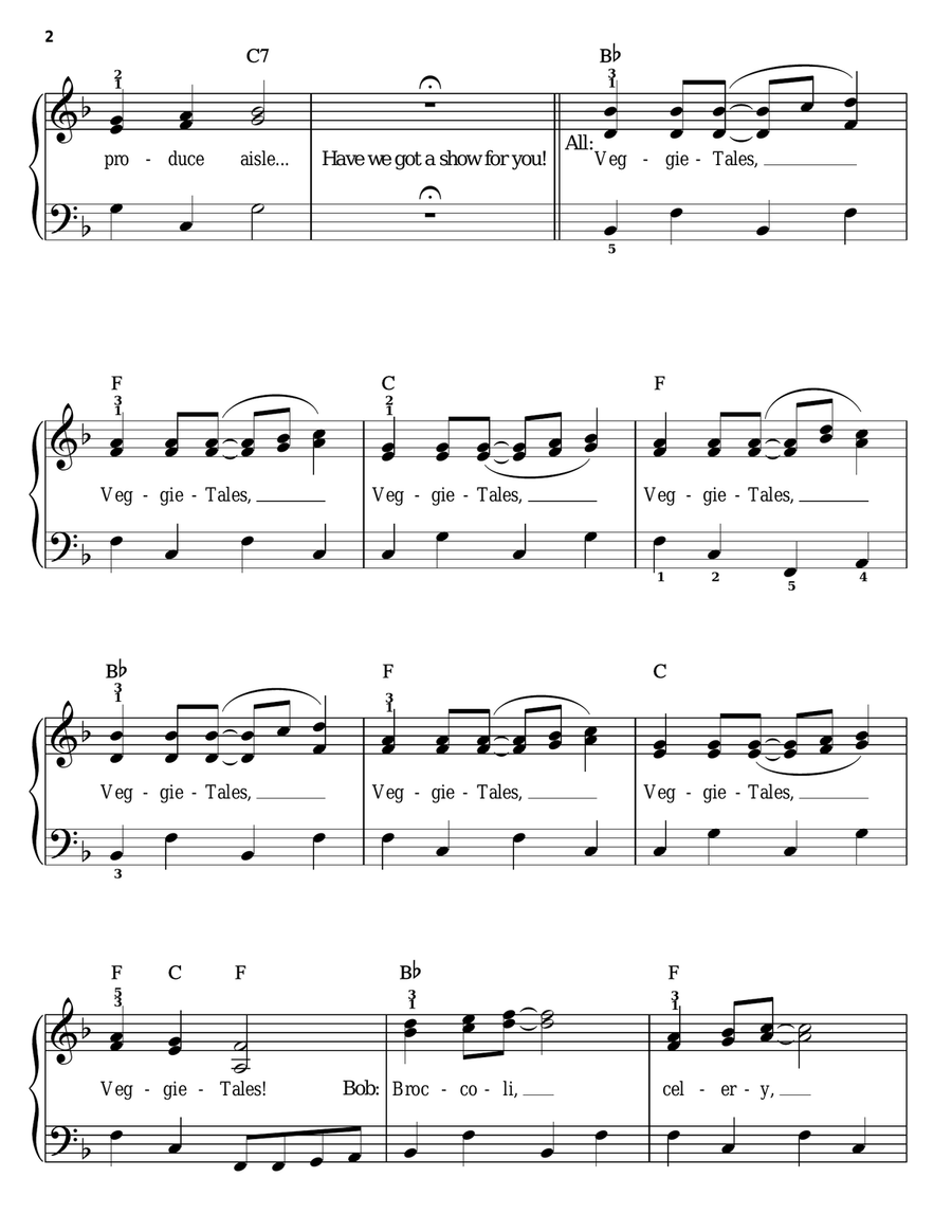 VeggieTales Theme Song Easy Piano scores gallery preview page 2