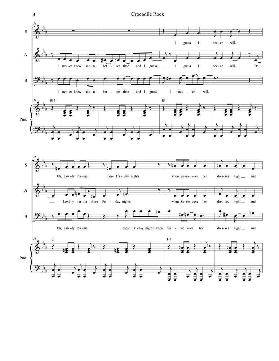 Crocodile Rock 3-Part scores gallery preview page 4