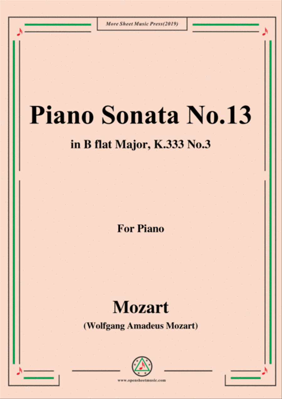 Mozart-Piano Sonata No.13 in B flat Major,K.333,No.3 Piano Solo scores gallery preview page 1