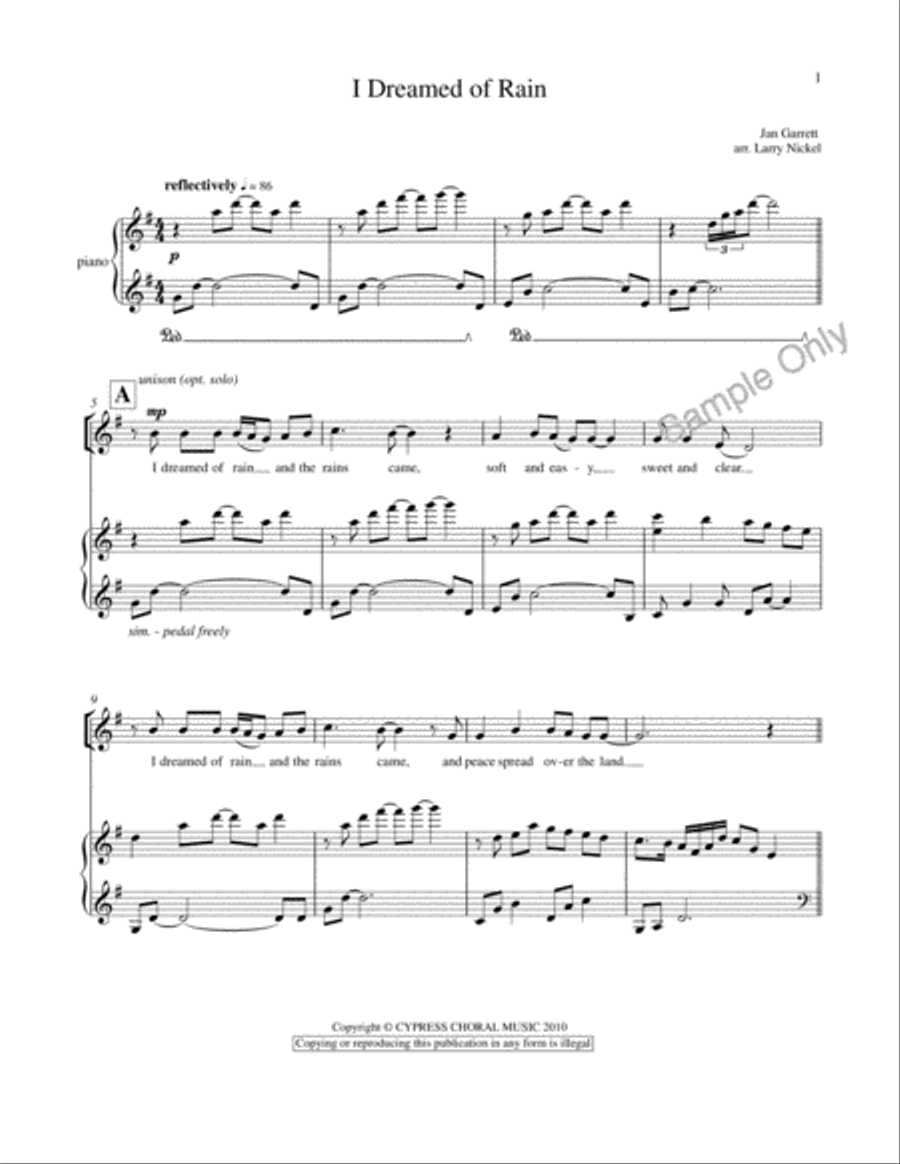 I Dreamed Of Rain SSA scores gallery preview page 3