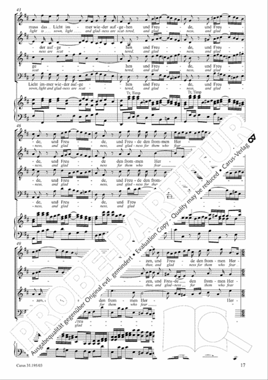 For the righteous light is sown (Dem Gerechten muss das Licht) 4-Part scores gallery preview page 18