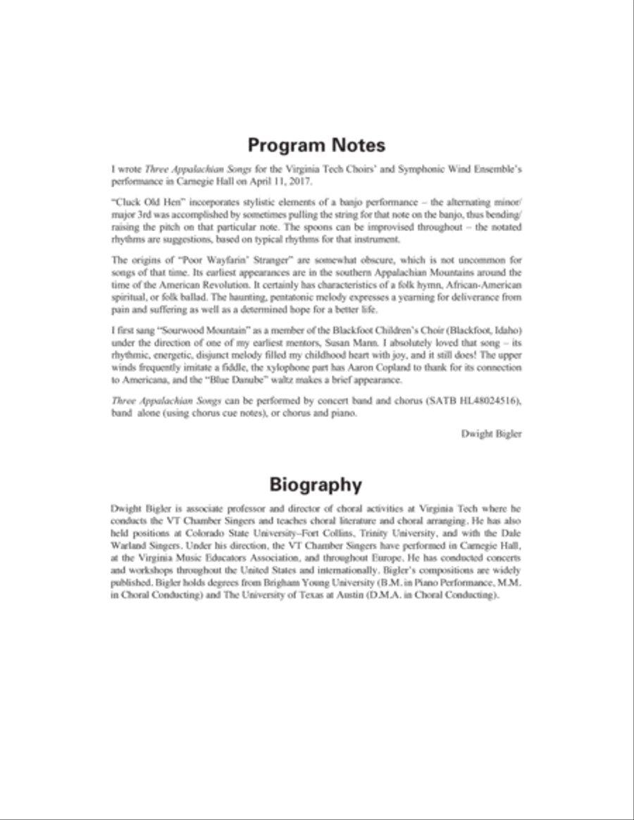Three Appalachian Songs - Conductor Score (Full Score) Concert Band scores gallery preview page 2