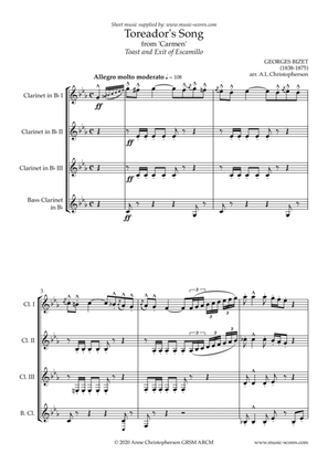 The Toreador Song from Carmen - (long version) - 3 Clarinets, Bass Clarinet