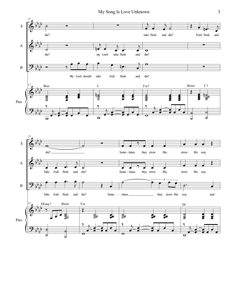 My Song Is Love Unknown (SAB) 3-Part scores gallery preview page 3