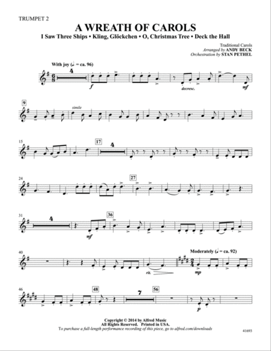 A Wreath of Carols: Trumpet 2 Trumpet scores gallery preview page 1