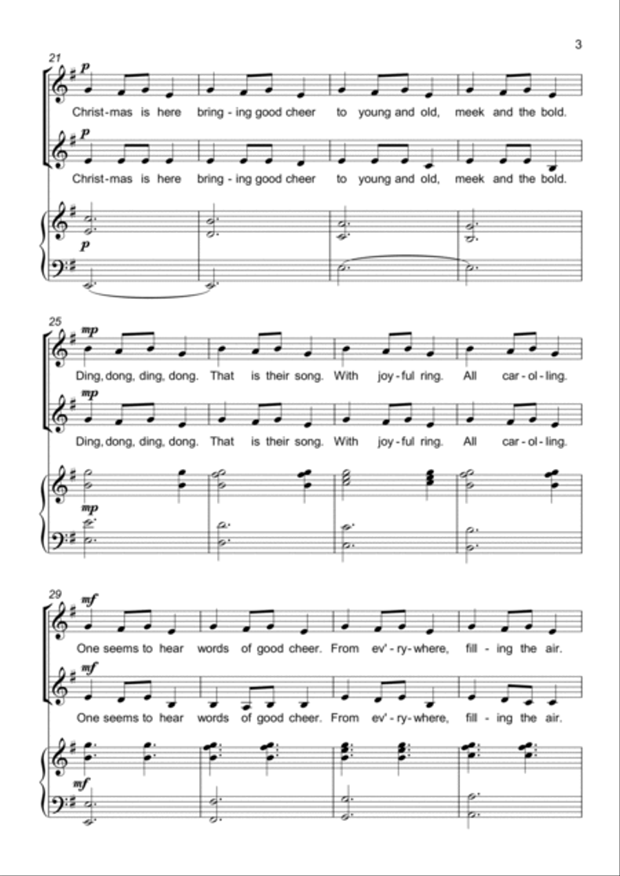 Carol of the Bells - 2 part choir - SA - Upper Voices SA scores gallery preview page 3