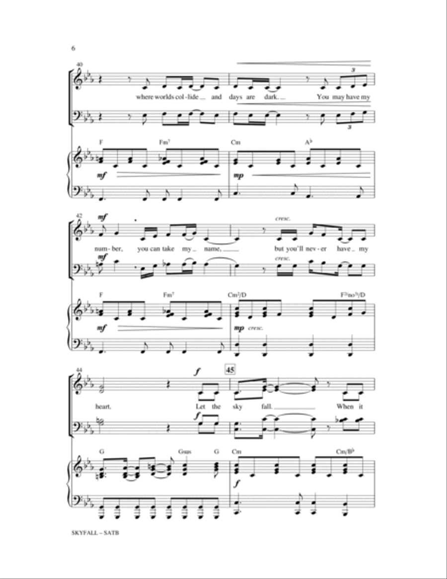 Skyfall (arr. Paul Langford) 4-Part scores gallery preview page 6