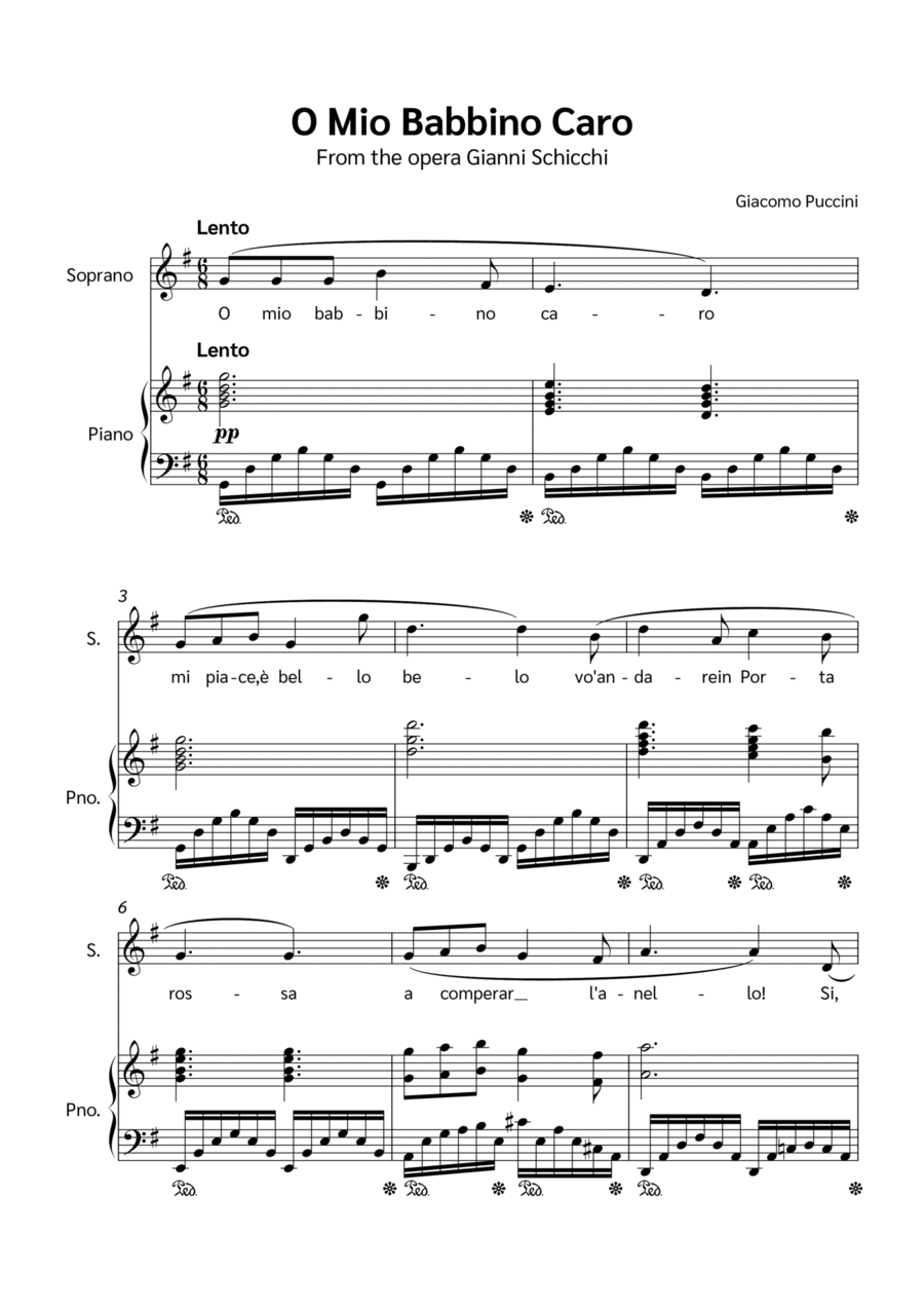 O Mio Babbino Caro Voice scores gallery preview page 1