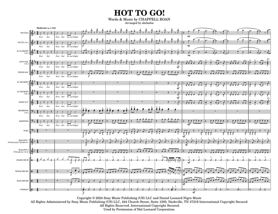 Hot To Go Marching Band scores gallery preview page 1