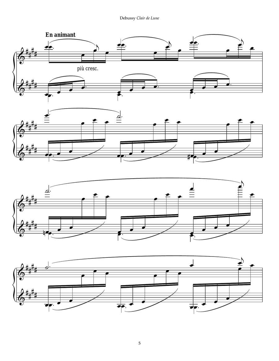 Clair de Lune Piano Solo scores gallery preview page 5