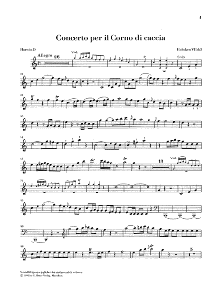 Concerto for Horn and Orchestra D major Hob. VIId:3