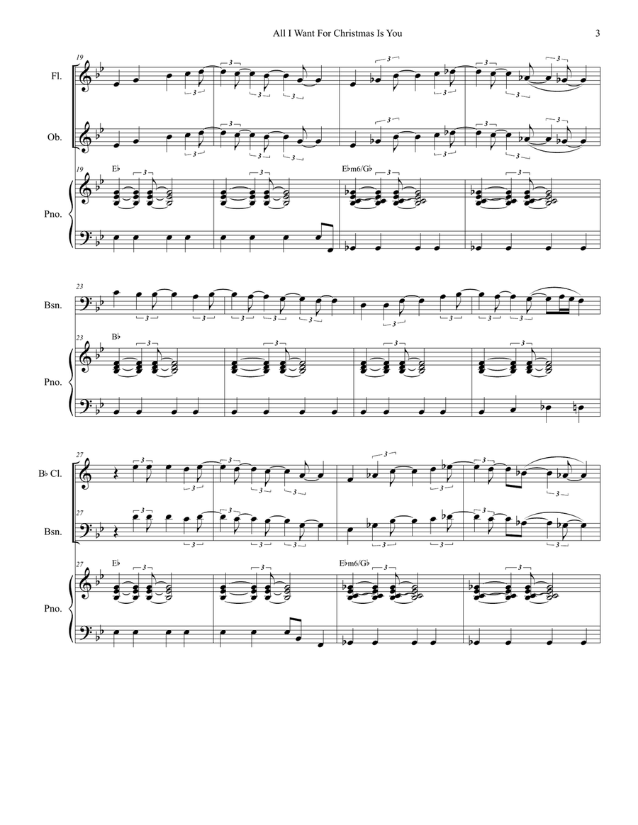 All I Want For Christmas Is You Woodwind Quartet scores gallery preview page 3