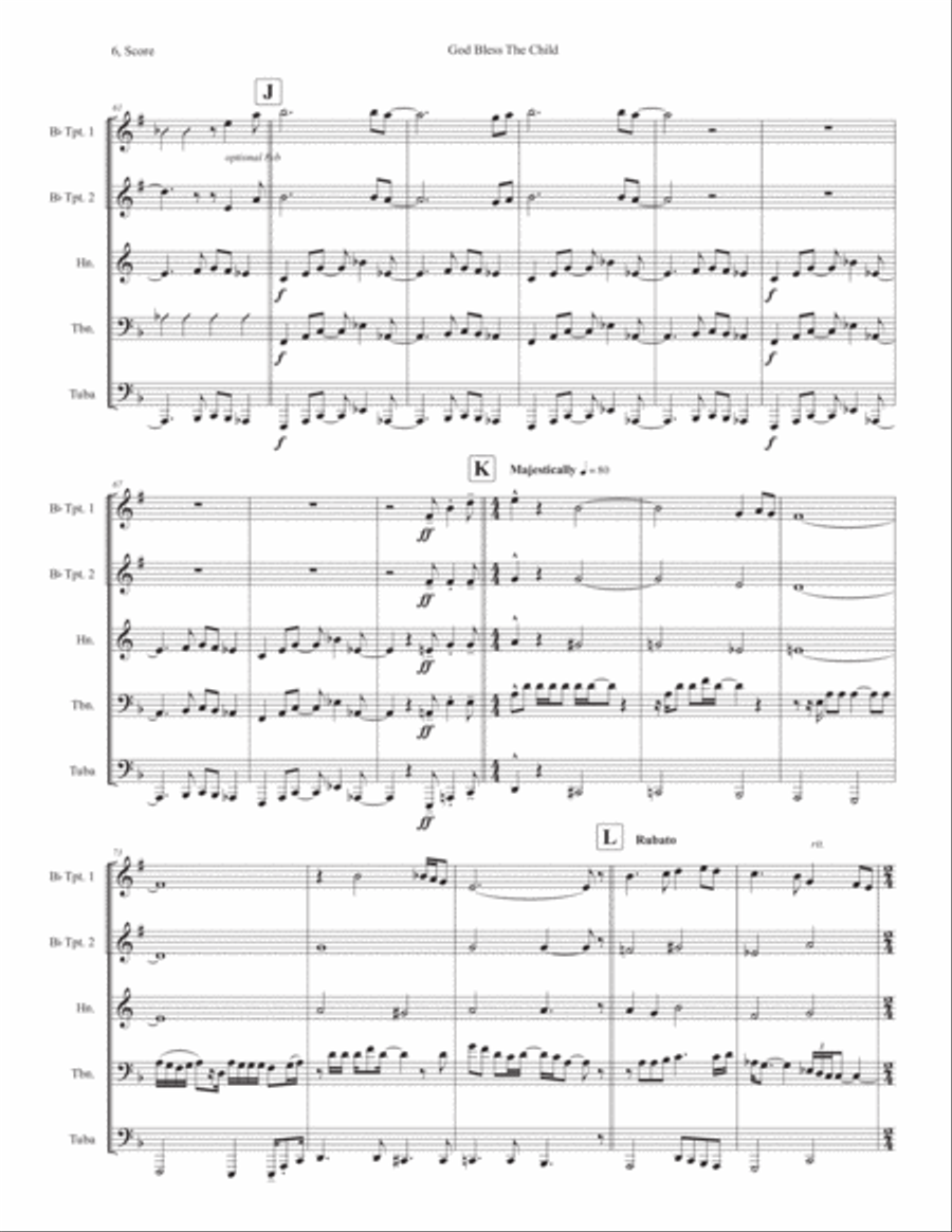 God Bless' The Child Horn scores gallery preview page 6
