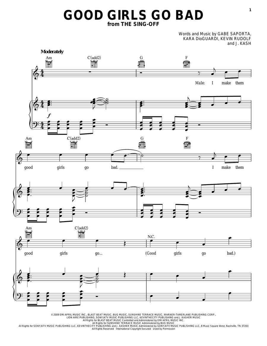 Good Girls Go Bad Piano, Vocal, Guitar scores gallery preview page 1