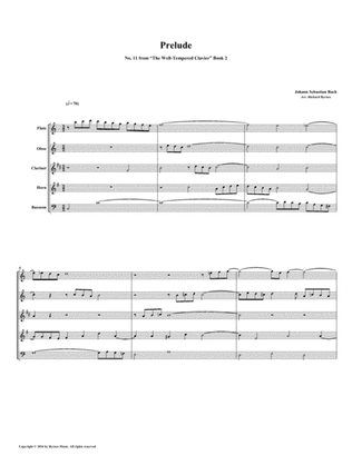 Prelude 11 from Well-Tempered Clavier, Book 2 (Woodwind Quintet)