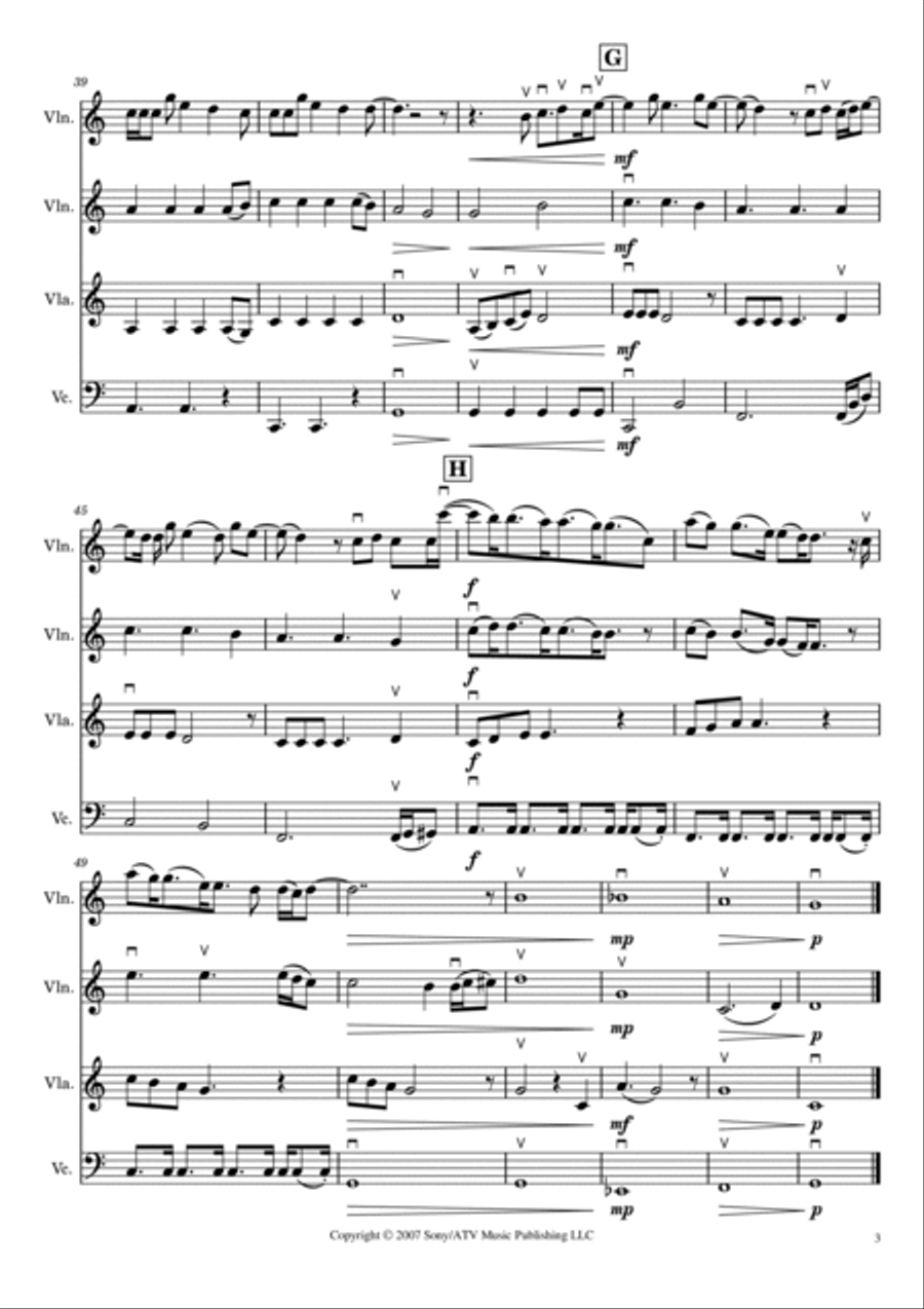 Come Home Come Home String Quartet scores gallery preview page 3