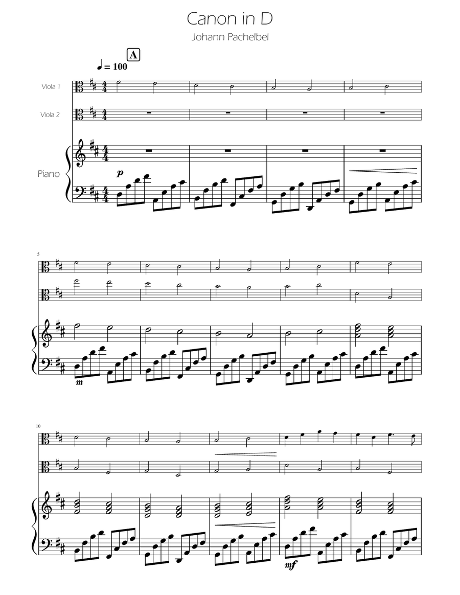 Canon in D - Viola Duet String Duet scores gallery preview page 1